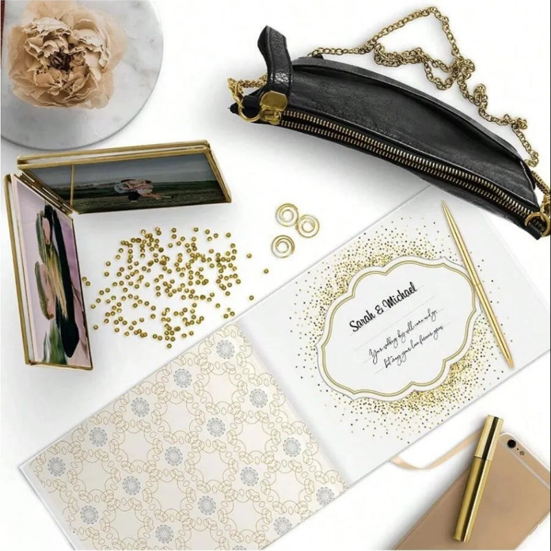 Afralia™ Guest Book & Pen Set - Elegant 9"x7" Wedding Message Notebook