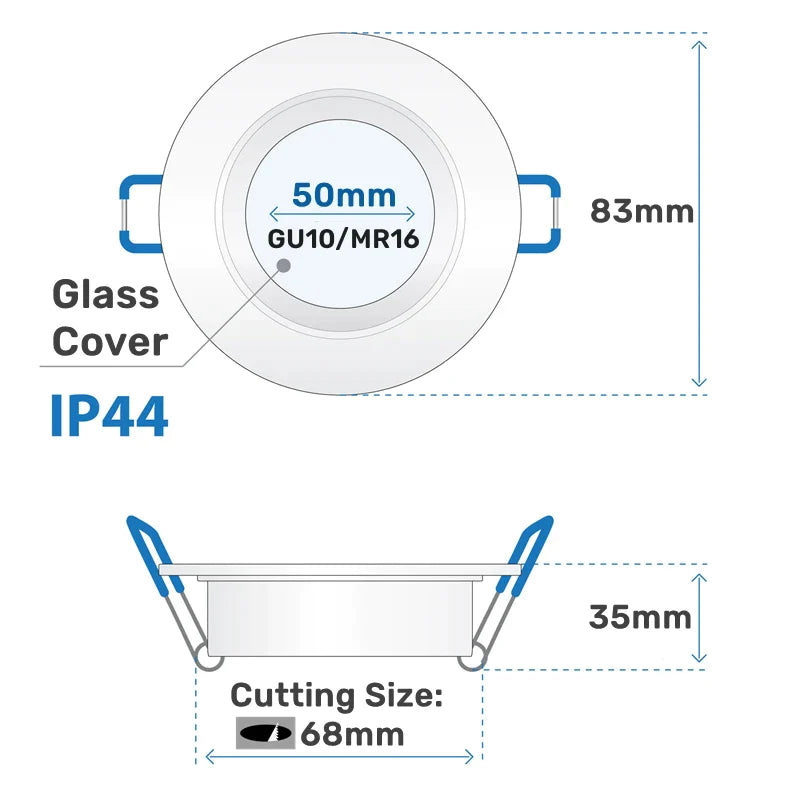 Afralia™ Waterproof LED Downlight Recessed Mount Frame GU10/MR16 Ceiling Lamp Holder