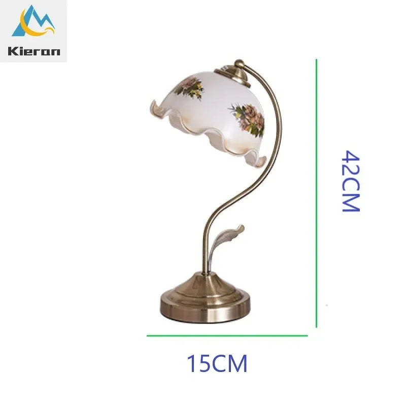 Afralia™ Glass Flower Led Desk Lamp, Dimmable Modern Table Lamp for Bedroom, Living Room