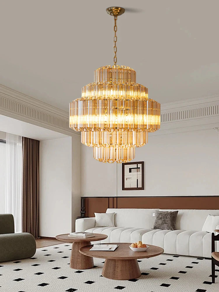 Afralia™ Amber Glass Ceiling Chandelier: Elegant Vintage Crystal Nordic Suspension Lamp