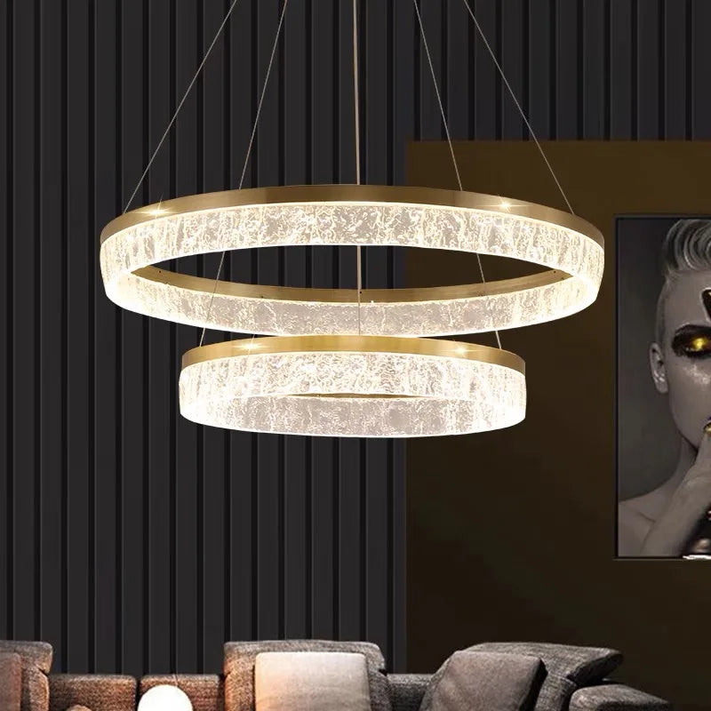 Afralia™ Luxury Resin Chandelier Ring Ceiling Lamp for Living, Dining, and Bedroom