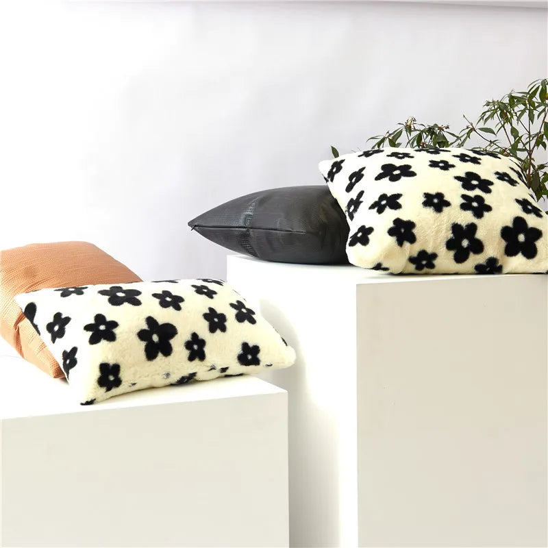 Floral Printed Plush Pillow Cover by Afralia™ - Double-Sided Decor for Living Room