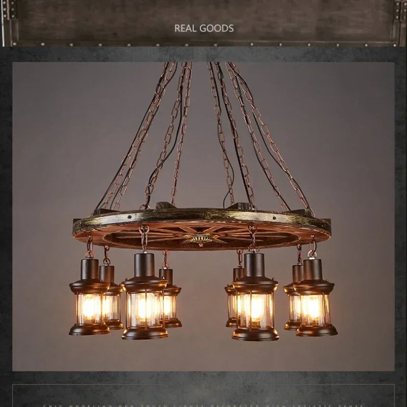 Afralia™ Iron Wheel LED Pendant Lights - Industrial Metallic Lustre Hanging Lamps