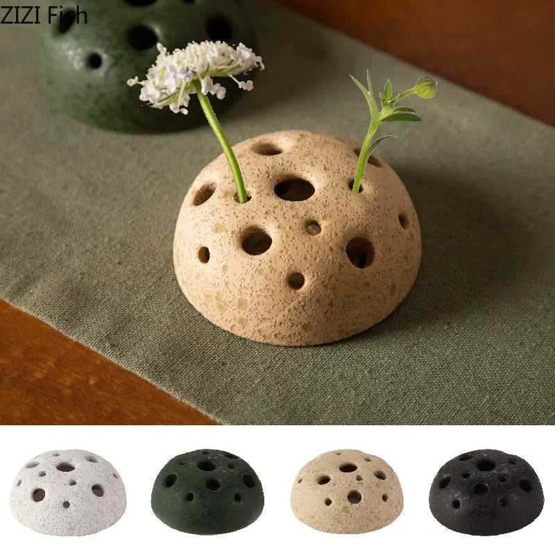 Afralia Lotus Seedpod Ceramic Vase Artificial Flower Pot Modern Desk Decor