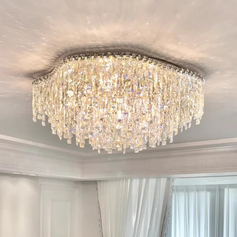 Afralia™ Crystal LED Ceiling Light: Modern Chandelier for Bedroom and Living Room