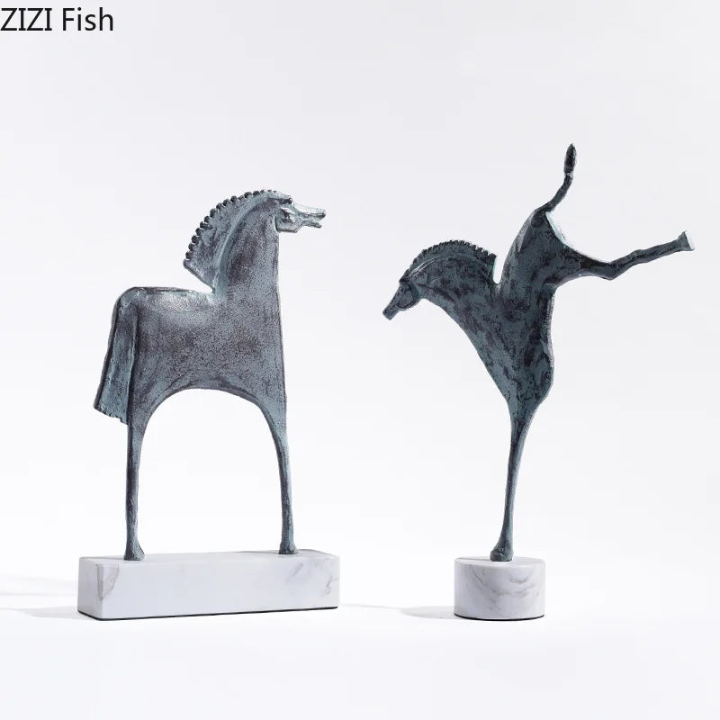 Afralia™ Iron Horse Statue - Modern Desk Decor & Room Ornaments