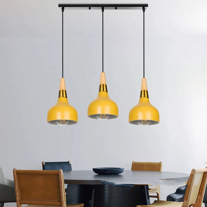 Afralia™ Modern Matte Black Wood Pendant Light for Kitchen Island and Dining Room