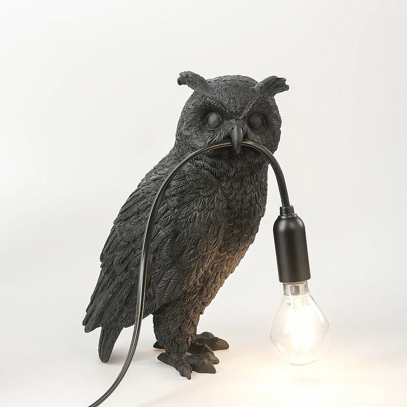 Afralia™ Owl Table Lamp: Living Room Decor Night Stand Light Owl Desk Lamp for Bedroom