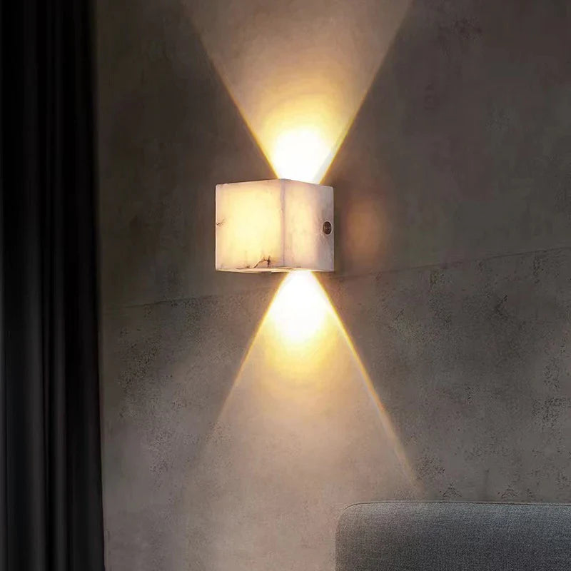Afralia™ Copper Marble Wall Lamp Modern Simple Natural Decorative LED Sconce