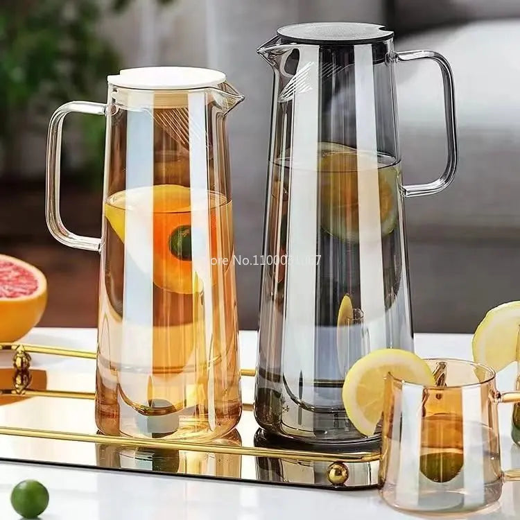 Afralia™ Glass Water Pitcher with Handle, Heat-Resistant Tea Pot, Large Capacity Juice Jug