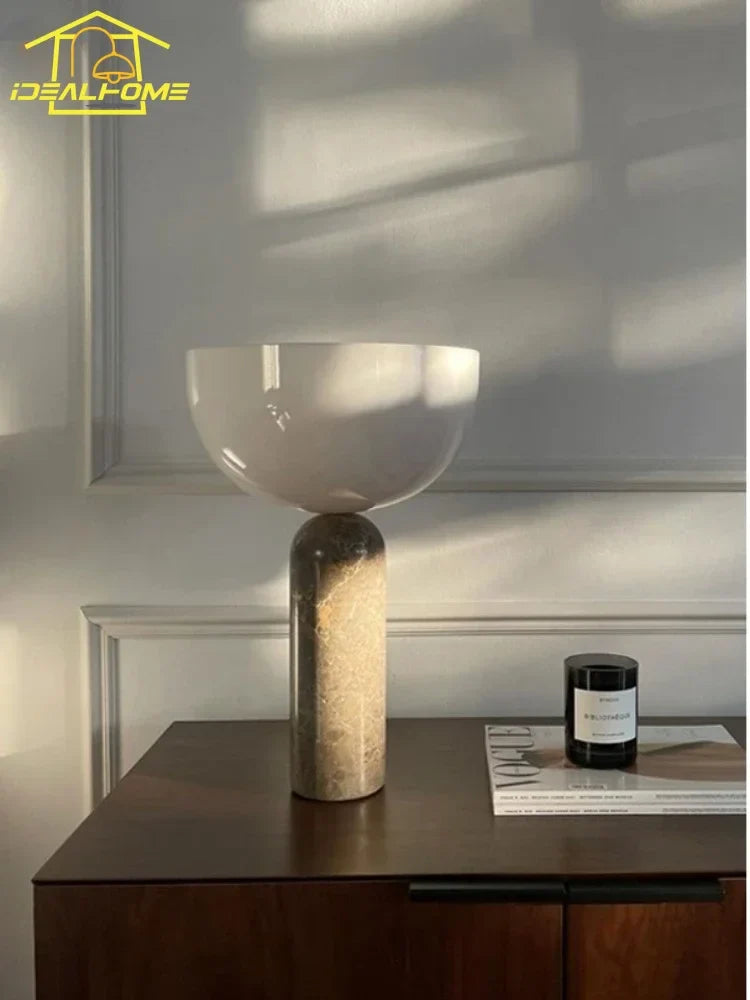 Afralia™ Mushroom Table Lamp LED Marble Light Fixtures Minimalist Modern Home Decor
