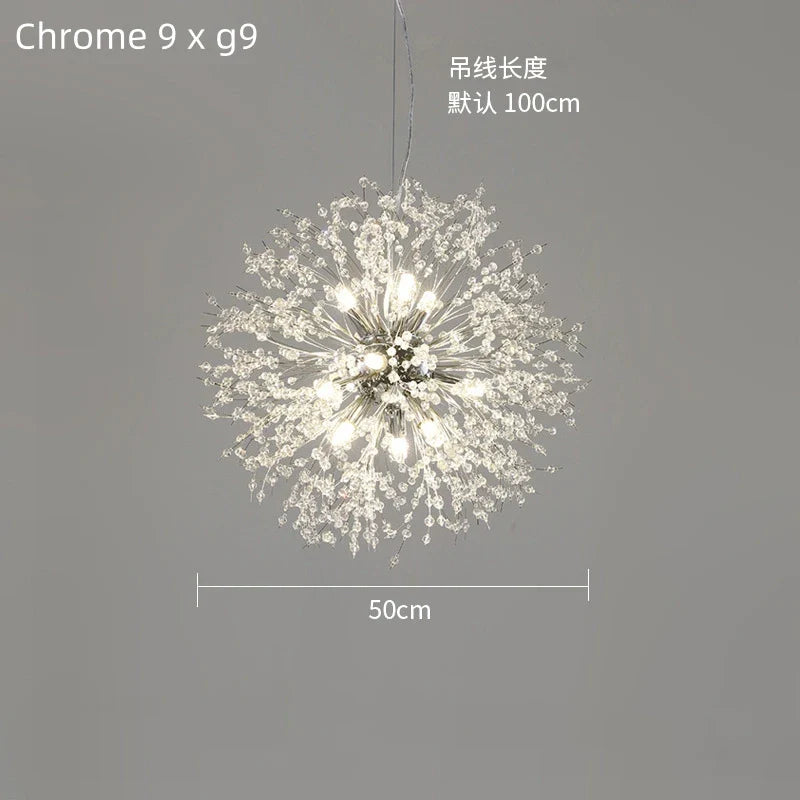 Afralia™ Dandelion Crystal Ceiling Lamp Chandelier for Bedroom Dining Room Kitchen Island