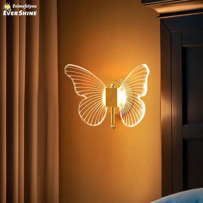 Afralia™ Butterfly Wall Lamp: Nordic Style Indoor Lighting Fixture for Bedroom and Living Room