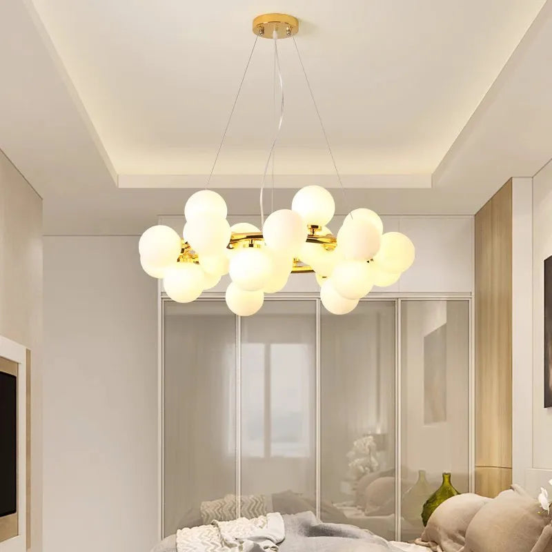 Afralia™ Gold LED Chandelier, Modern Pendant Light for Living Room, Kitchen, Bedroom, Dining Room