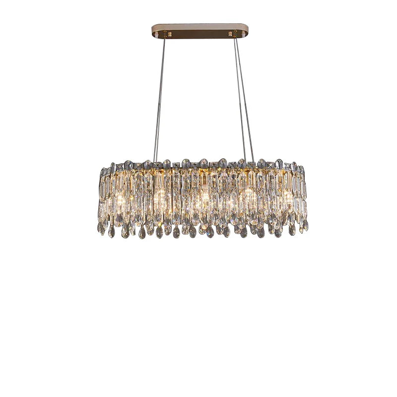 Afralia™ Luxury Crystal Oval Chandeliers: Long Hanging Ceiling Light Fixture