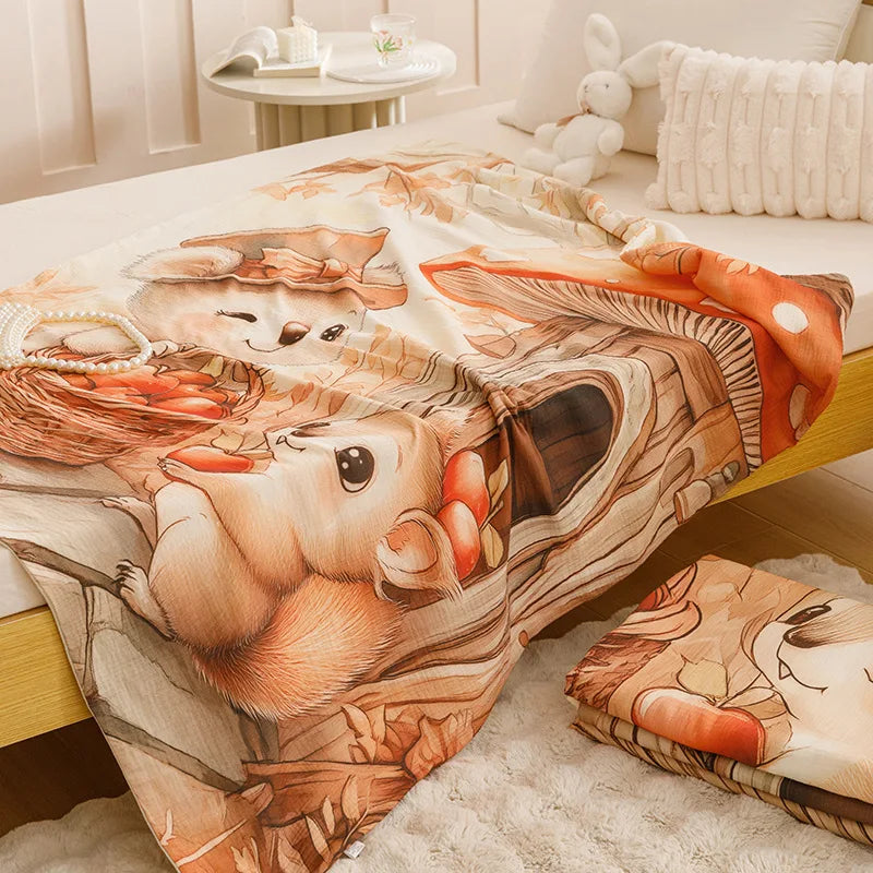 Afralia™ Cartoon Printed Cotton Blanket: Soft, Cozy Sofa Cover for Home & Office Napping