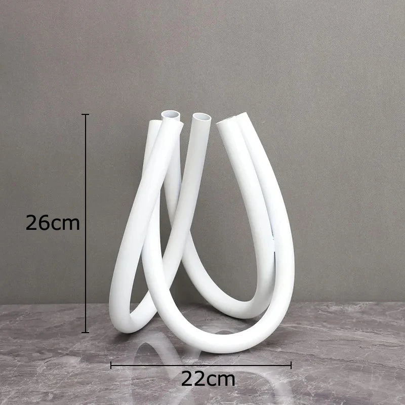 Afralia™ Metal Six-hole Vase Modern Decor Golden Silver Floral Vases Desk Decoration