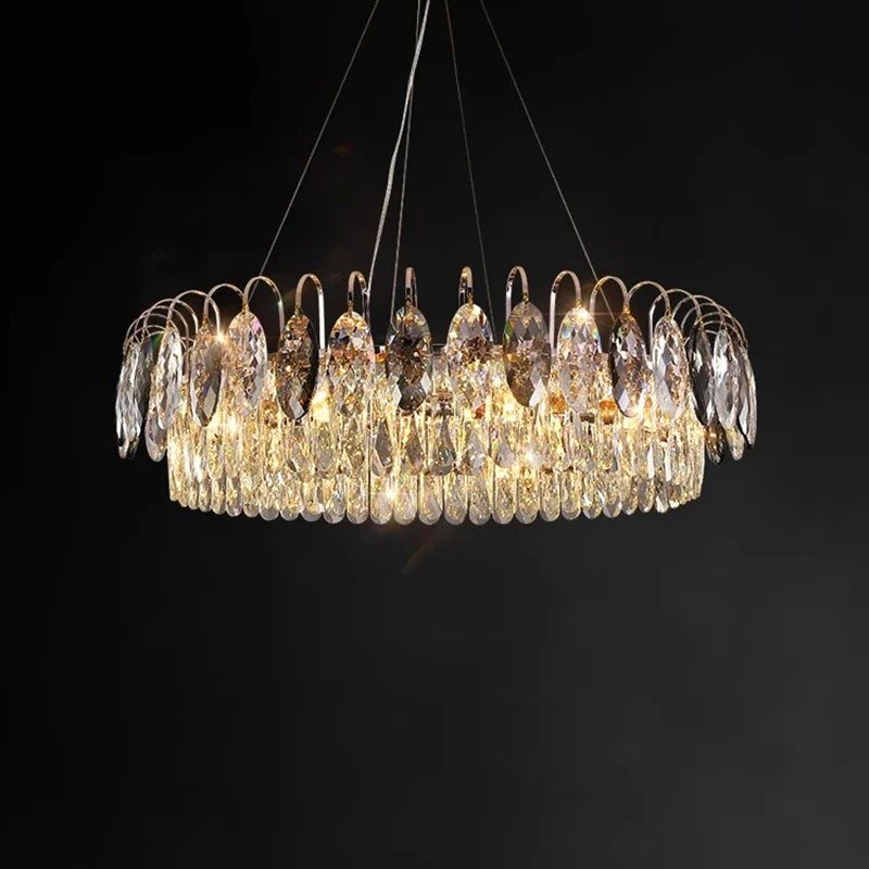 Afralia™ Crystal Chandelier Pendant Light for Living Room Bedroom Ceiling - Indoor Luxury Lighting