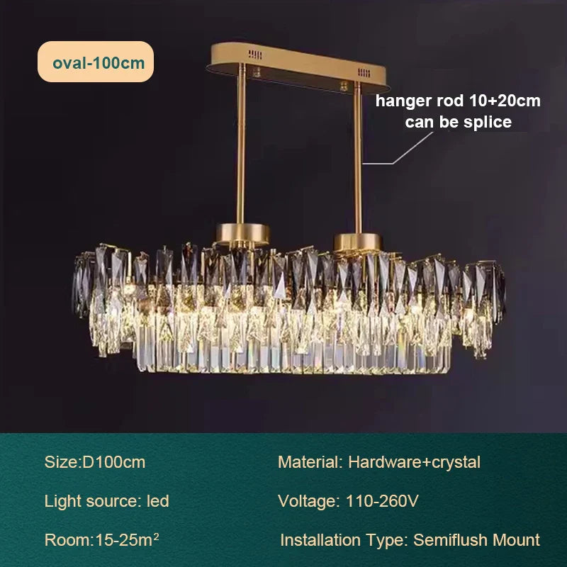 Afralia™ Gold Crystal Chandelier Modern LED Pendant Lamps