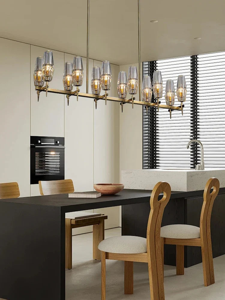 Afralia™ Crystal Brass Glass Pendant Light Dimmable Luxury Vintage Lamp