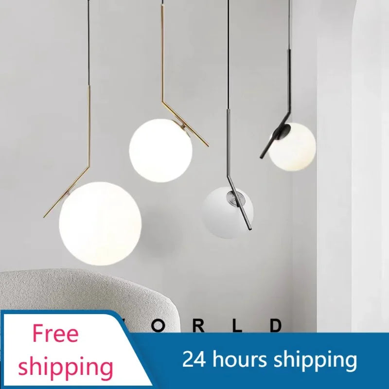 Afralia™ Glass Ball Pendant Light Fixture Modern Hanging Lamp for Bedroom Dining Room