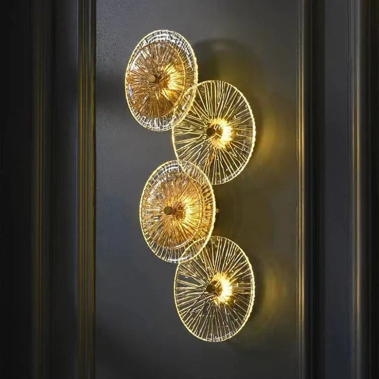 Afralia™ Modern Gold Metal Glass Wall Scones LED Luminarias Home Decor Wall Lighting Fixtures