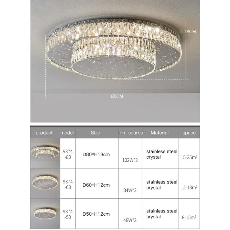 Afralia™ Modern Round LED Chandelier for Living Room, Remote Control Stainless Steel Ceiling Lamp