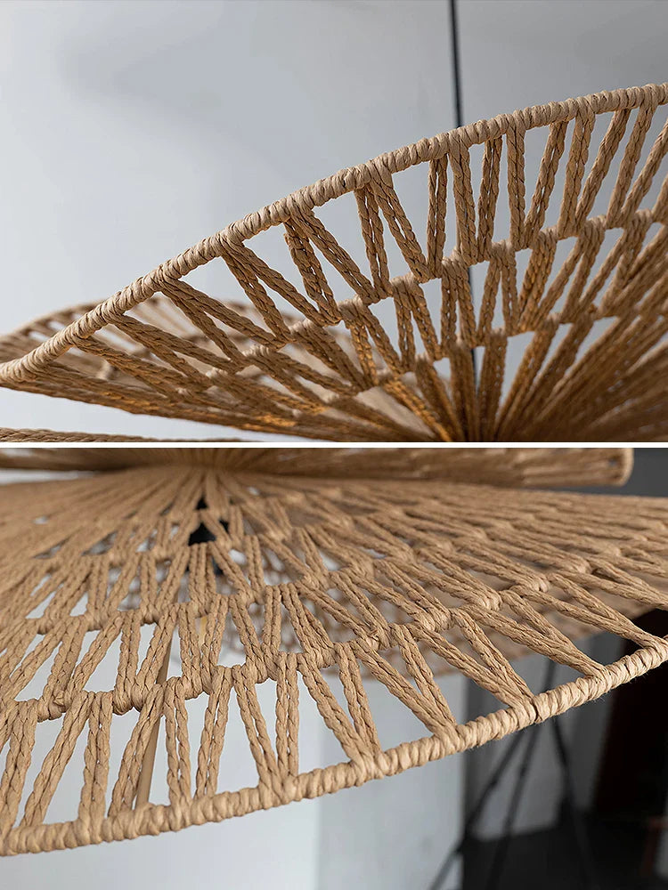 Afralia™ Rattan Pendant Light: Handmade Woven Hemp Rope Lampshade for Farmhouse Dining Room