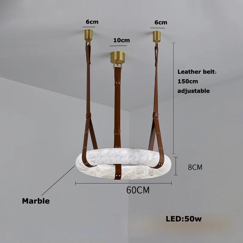 Afralia™ Brown Marble Leather Chandelier - High-end Staircase Villa Lighting