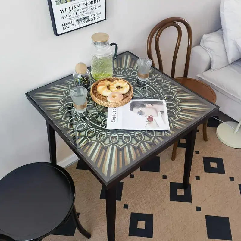 Afralia™ Modern Solid Wood Dining Table Tea Salon Square Luxury Desk
