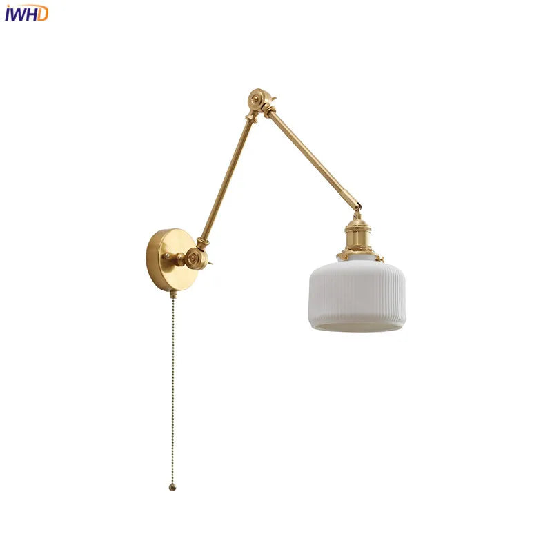 Afralia™ Nordic Ceramic LED Wall Sconce Pull Chain Switch Light