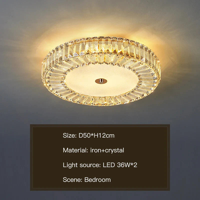 Afralia™ Crystal Round Ceiling Lamps LED Indoor Lighting Luxury Chandelier for Modern Home