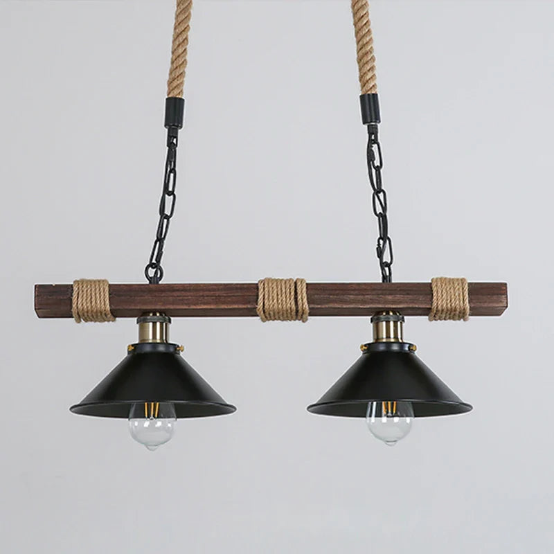 Afralia™ Nostalgic Wood and Rope Chandelier for Vintage Industrial Lighting