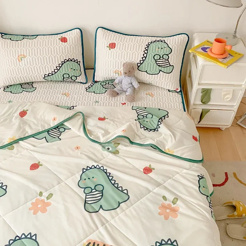 Afralia™ Double-Sided Cool Comforter Set: Ice Silk Duvet, Fitted Sheet, Pillowcase