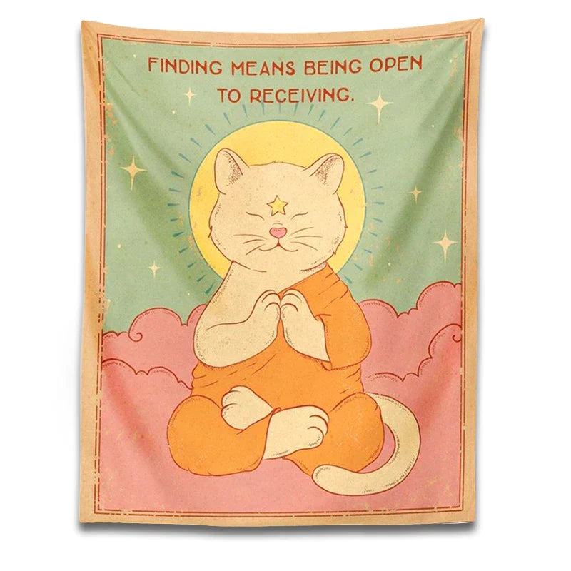 Afralia™ Cat Tapestry Sun Moon Psychedelic Boho Decor for Bedroom & Dorm Room