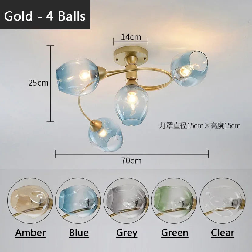 Afralia™ Glass Ball LED Chandeliers for Room Pendant Lights