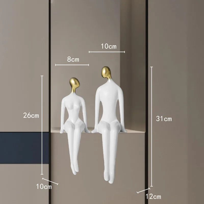 Afralia™ Resin Abstract Couple Sculpture Decorative Figurine Ornament