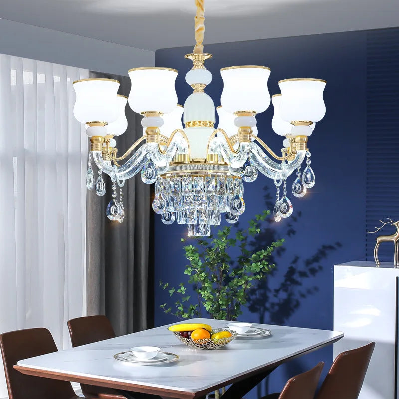 Afralia™ European Luxury Crystal Chandelier: Elegant Main Light for Living Room, Dining Room, Hall