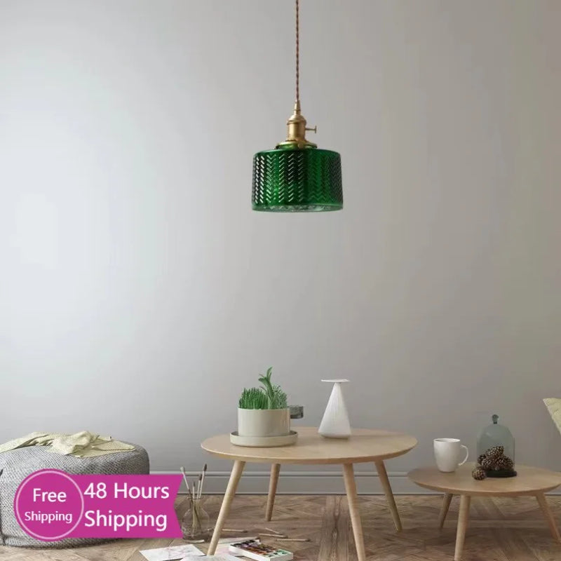 Afralia™ Modern Green Glass Pendant Light for Kitchen Dining Room Restaurant Décor