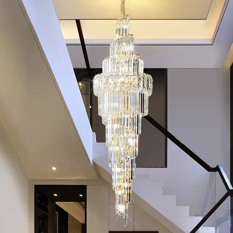 Afralia™ Spiral Staircase Chandelier: Luxury Postmodern Loft Light for Hotel, Villa, KTV