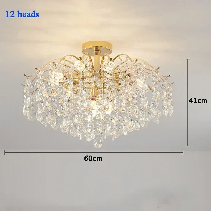 Afralia™ Crystal LED Chandelier Ceiling Lamp Modern Living Room Bedroom Light