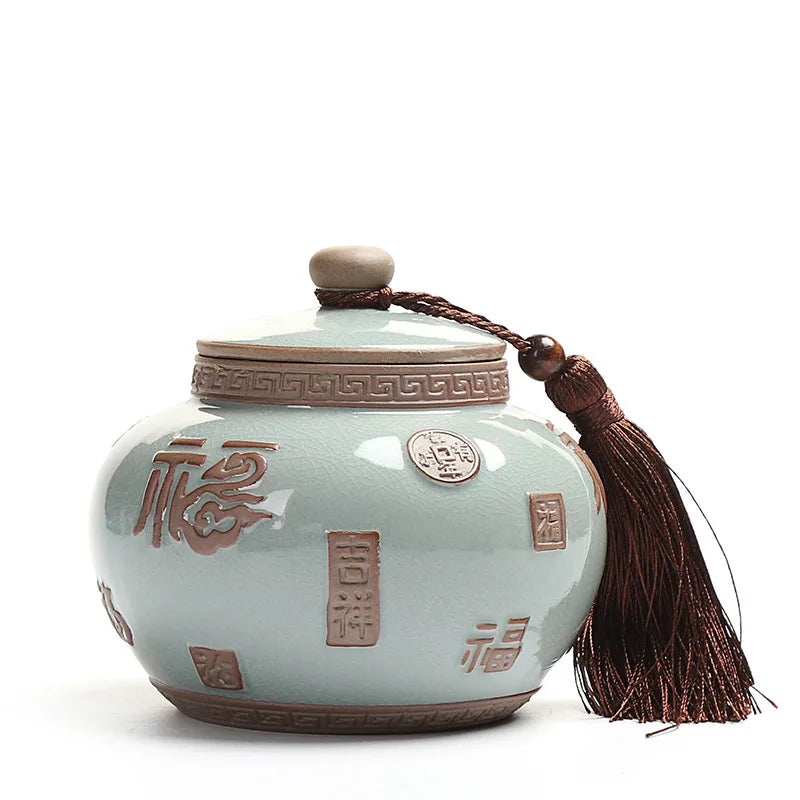 Afralia™ Vintage Chinese Tea Pot Cracked Sealed Storage Container