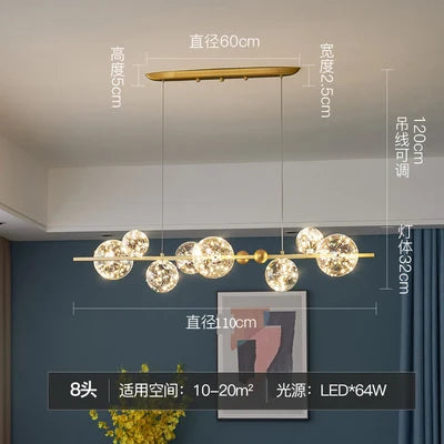 Afralia™ Golden Ring Glass Ball Chandelier with Remote Control for Living Dining Room