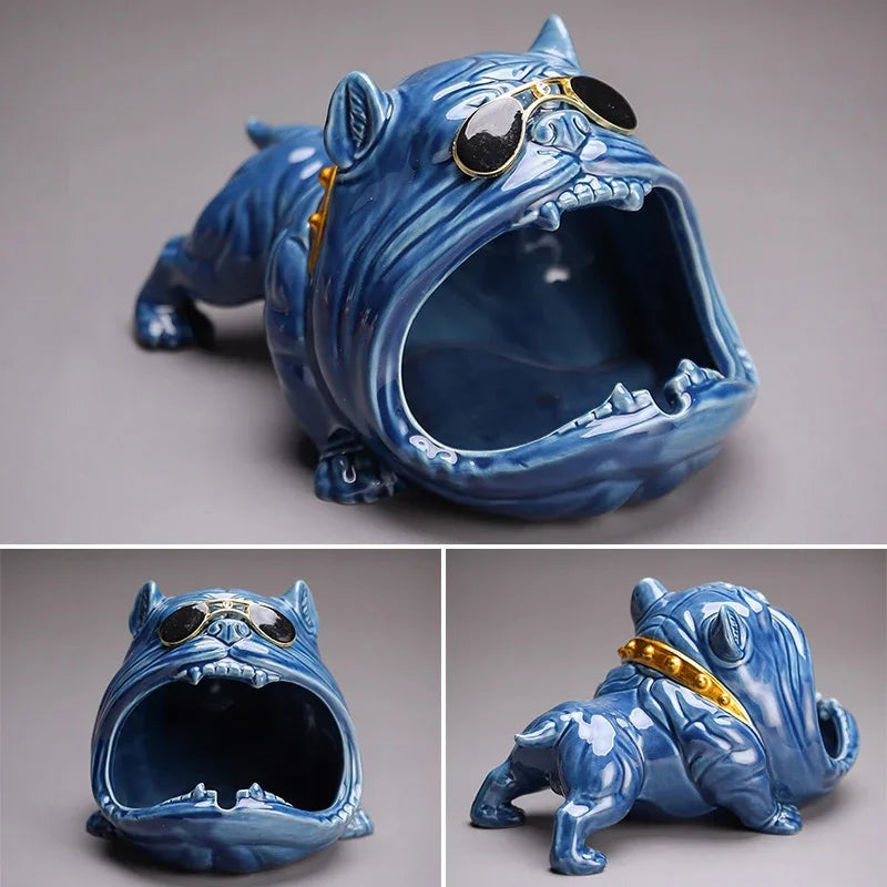 Afralia™ Bulldog Ceramic Ashtray - Desktop Smoking Accessories for Weed - Portable Ashtray Gift