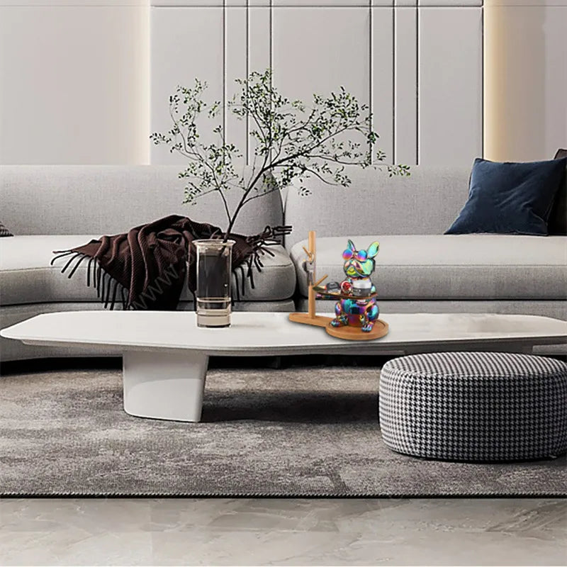 Afralia™ Nordic French Bulldog Butler Sculpture with Tray - Home Decor Gift