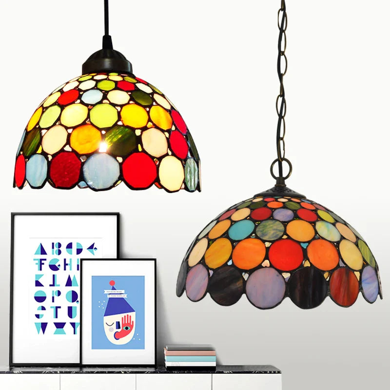 Afralia™ Tiffany Pendant Lamp: Colorful Retro Decor Chandeliers for Dining & Bedroom Lighting