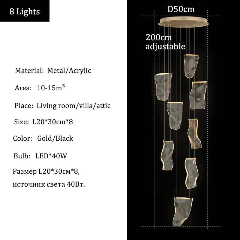 Afralia™ LED Acrylic Chandeliers for Villa Living Room Decor - Ceiling Pendant Light Fixture