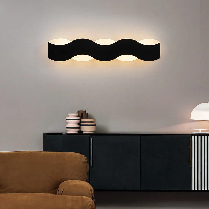 Afralia™ LED Wave Wall Light for Indoor Corridors, Bedrooms, and Sofas