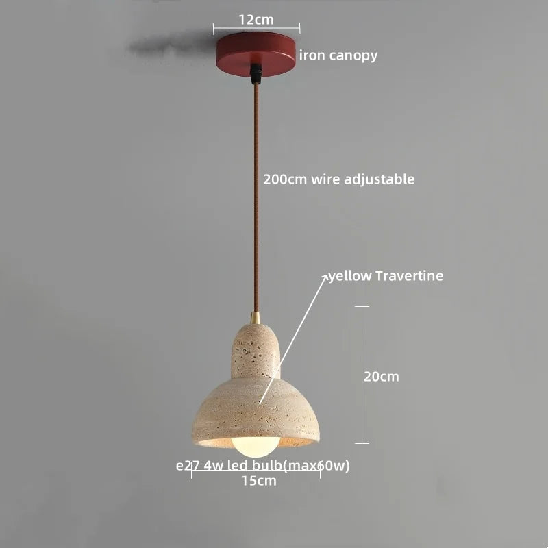 Afralia™ Yellow Travertine LED Glass Pendant Light - Japanese Style Living Room Fixture