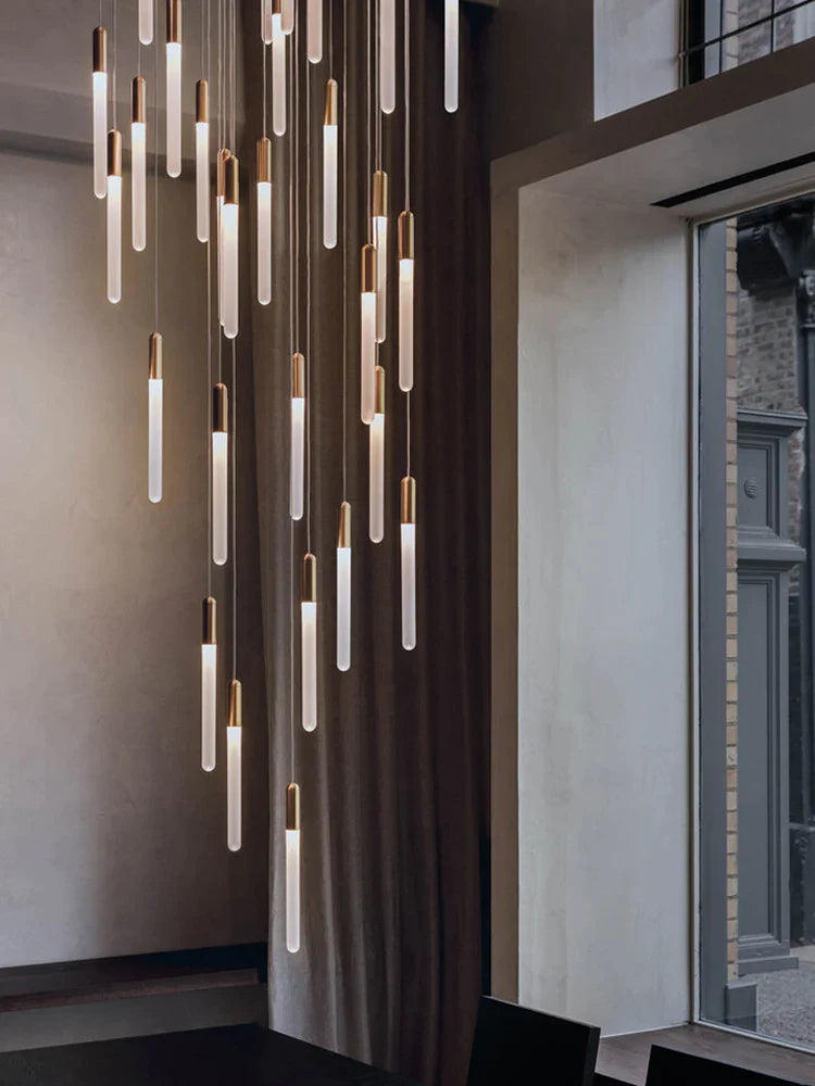 Afralia™ LED Nordic Cylinder Chandelier: Modern Indoor Lighting for Staircase & Decoration